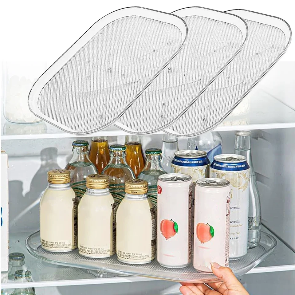 Organizátor otočného stola pre chladničku 360 Rotabovateľný obdĺžnik Storage Rack číry stojan na gramofón pre kuchynskú skrinku