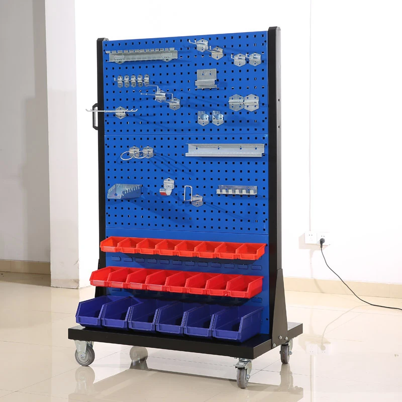 Organizátor s jednou kovovou garážou organizátor Pegboard Tool Rack s Pegboard Glass Glass Parfum Display Skupina Supermarket vozík