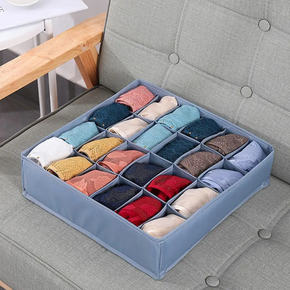 Organizátor skrinky Underwear Organizátor posilnený hrana silná záťažová polyester 24 mriežky skladateľný dizajn pre oblečenie