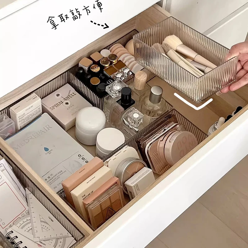 Organizátor zásuvky Akrylová kozmetická maska ​​komoda Desidder Divider Make -up kefy držiak priehľadný box