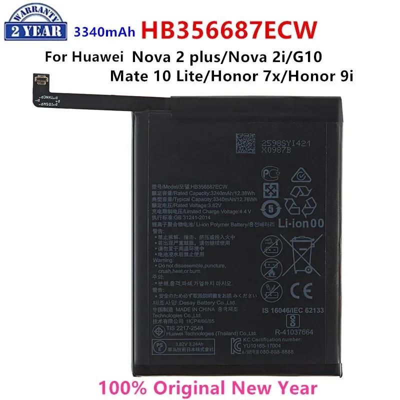 Orginal HB356687ecW 3340MAH batéria pre Huawei Nova 2 Plus/Nova 2i/Huawei G10/Mate 10 Lite/Honor 7x/Honor 9i