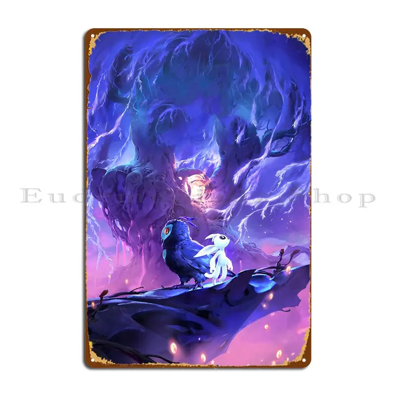 Ori a slepý lesný kovový znak Wall Cave Party Design Design Cinema Cin Sign plagát