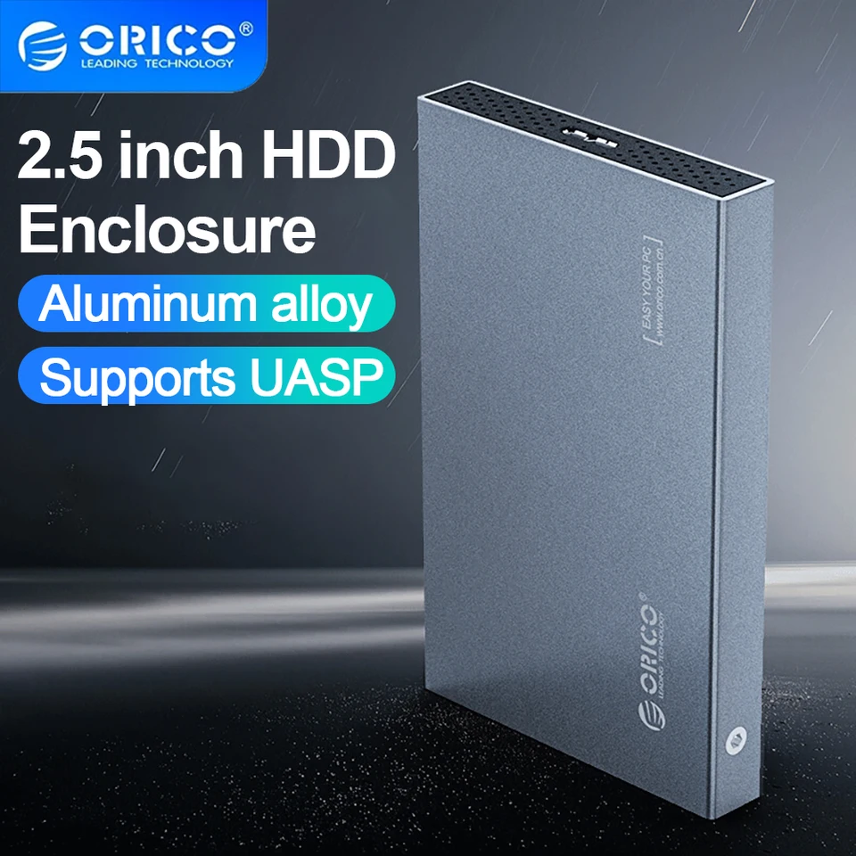 ORICO 2,5 -palcový hliníkový zliatlivý zliatina Kryt pevného disku USB3.0 až SATA Pevné disky Podporuje UASP prenosový protokol 5 Gbps