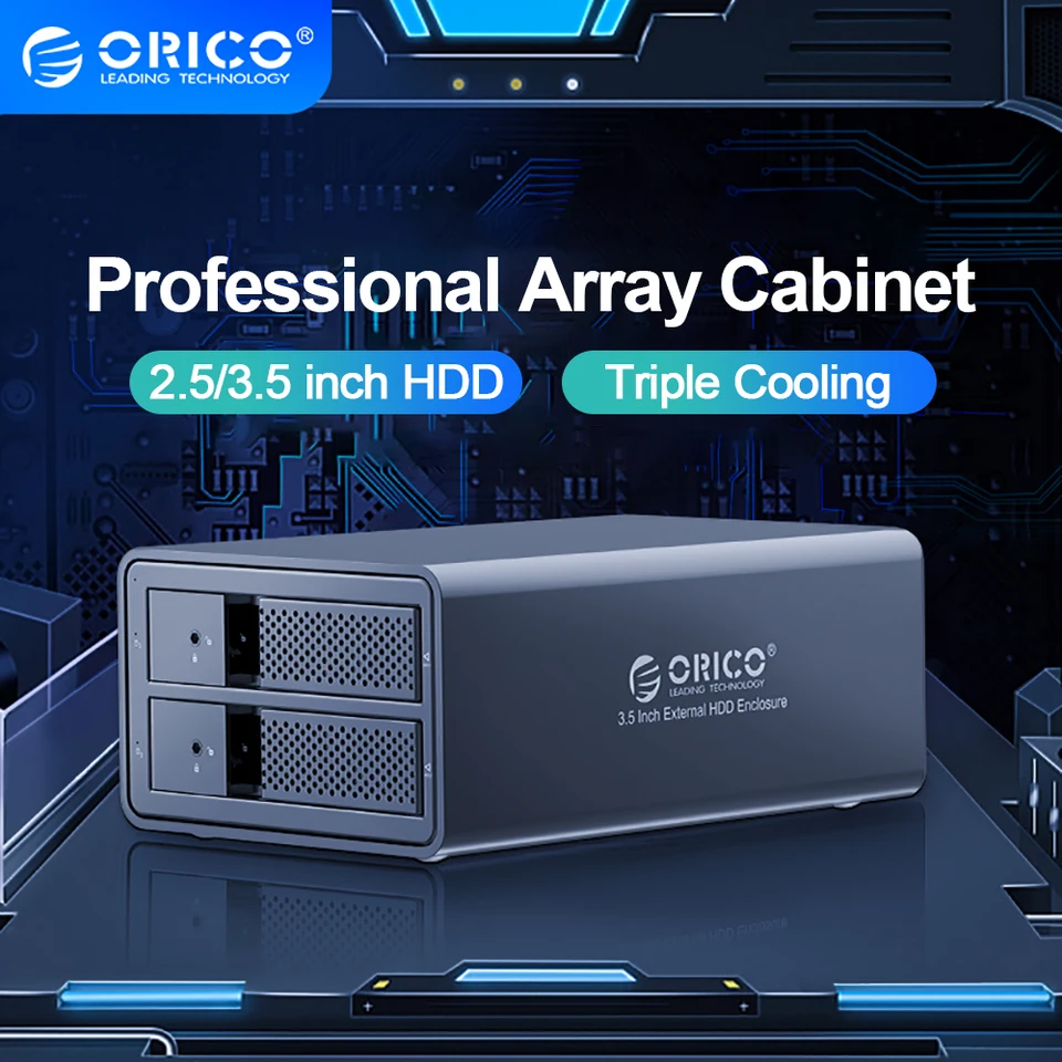 Orico 2 Bay External HDD Docking Station s Dual Chip 150W Vstavaný puzdro na pevný disk pre 2,5/3,5 palca USB3.0 Pevný disk USB3.0