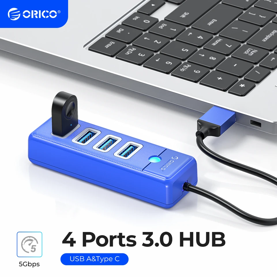 ORICO 5 GBPS USB 3,0 HUB Farebné 4 porty Vysokorýchlostné mini splitter OTG adaptér pre počítačové príslušenstvo počítača Huawei Xiaomi