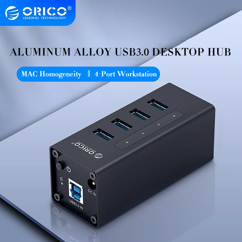 ORICO A3H4 ALUMINIMÁLNA HUB USB HIGH SPEAT USB 3.0 HUB USB MULTI-Port USB.0 HUB s nezávislým výkonovým počítačom Universal