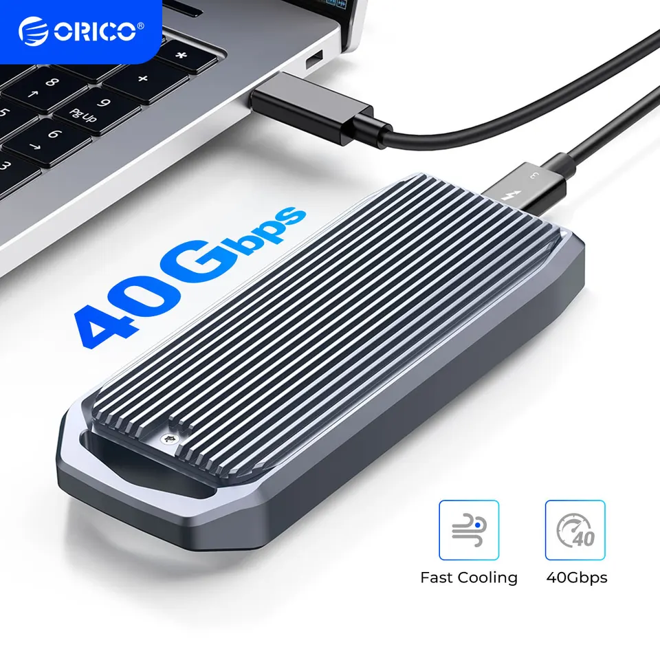 ORICO LSDT M2 SSD PASE 40 GBPS NVME CONSUROSURE M.2 TO USB Typ C USB4 SSD Adaptér pre NVME PCIE M KEY SSD Disk Box M.2