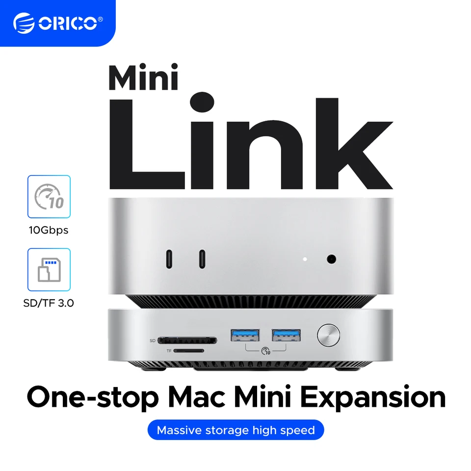 Orico Minilink 40 Gbps M.2 SSD KONTROSURE DOCKING STATION Multi-Interface Converter SD/TF4.0 10 GBPS Prenos pre MAC Mini M4 Dock