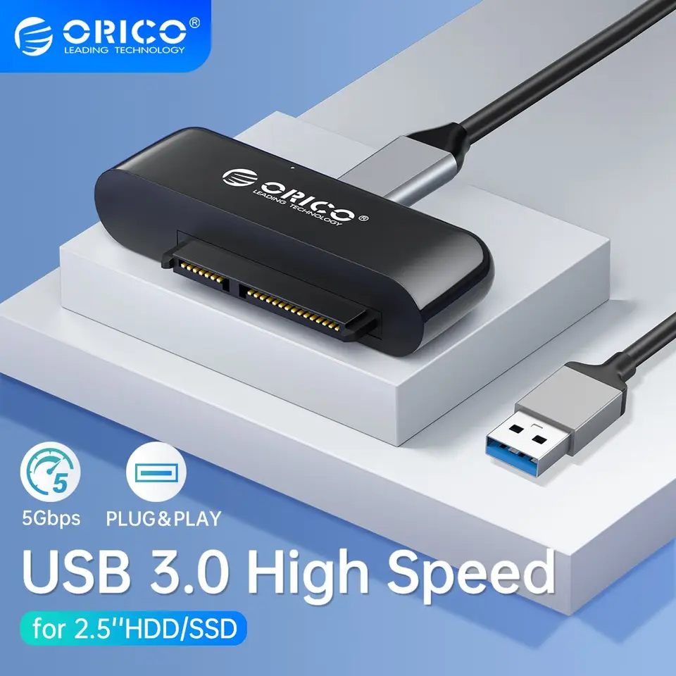 ORICO SATA na USB Adapter USB 3.0 na SATA 3 CABNAL CABO CABO pre 2,5 HDD SSD Drive Drive SATA do USB adaptéra
