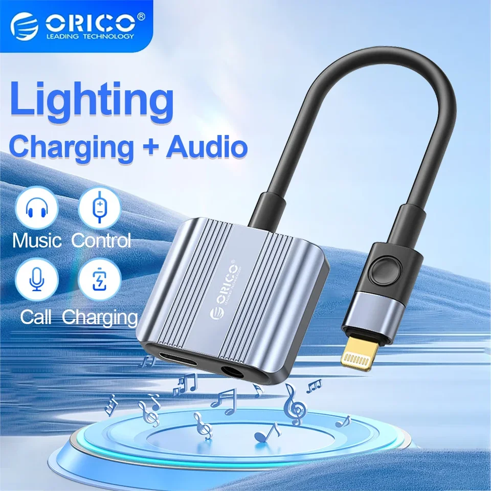 ORICO TYP C 3.5 Jackový adaptér slúchadiel 2 v 1 blesku USB C až 3,5 mm slúchadlá