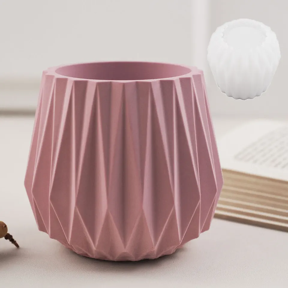 Origami Art Plant Pot Silikone Fold Geometrická omietka Váza držiak na pero Sviečka Cup Casting Casting formy domácich výzdob