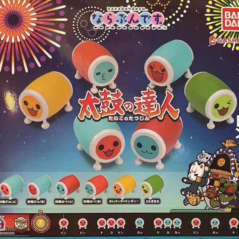 Origina bandai taiko no tatsujin prenosný gashapon roztomilý figurín front bábika kawaii anime figúrky kapsuly hračky
