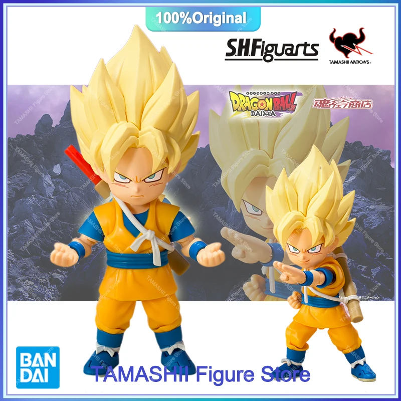 Original Bandai Dragon Ball Shfiguarts SHF Son Goku (Mini) Super Saiyan Goku Daima PVC Action Figures Model Collection Hračky