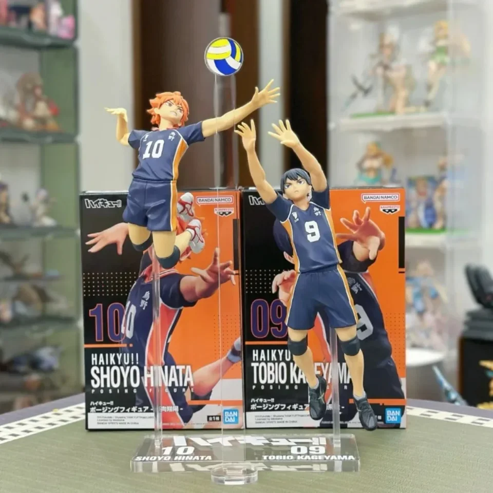 Original Bandai Haikyu !! Hinata Shoyo Kageyama Tobio Tobio Ručne vyrábaný ozdoba Póza anime akcia figurína PVC Model Model Birthday Darček