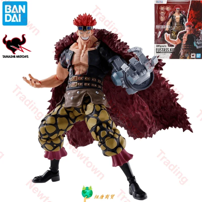 Original Bandai SH Figuarts shf One Piece Eustass Kid Action Action Raid na kolekciu Onigashima Anime Action Figures Model Toy Toy