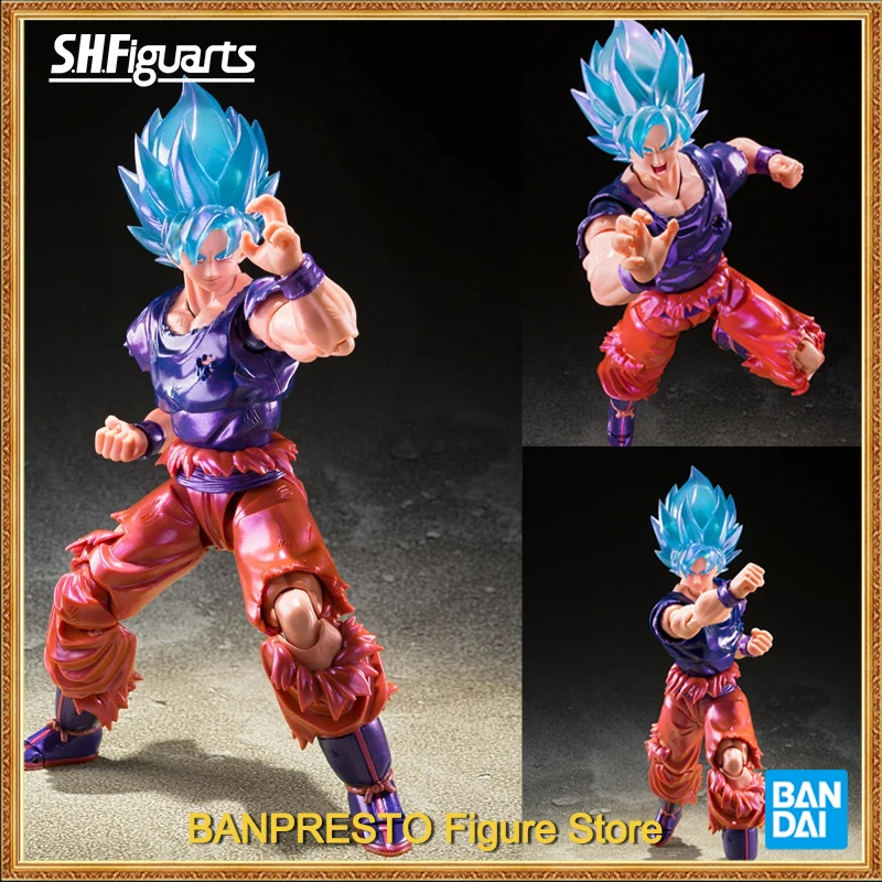 Original Bandai Shfiguarts Shf Goku Kaio Ken Vjump 30. Super Saiyan God Son Goku Dragon Ball Anime Figures Model Toy v sklade
