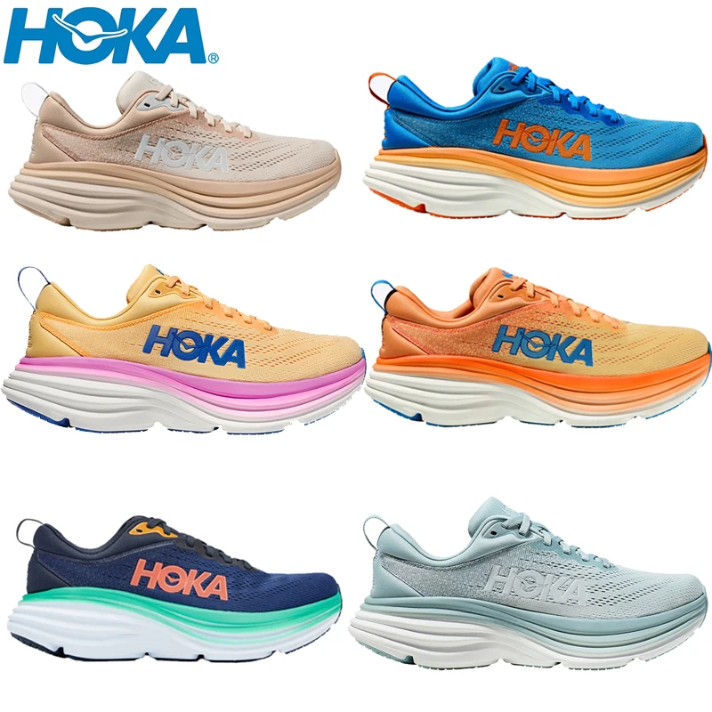 Original Hoka One One Bondi 8 Športové bežecké topánky Priedušné protišmykové tlmivá cesta beží topánky Men športové topánky vonkajšie topánky