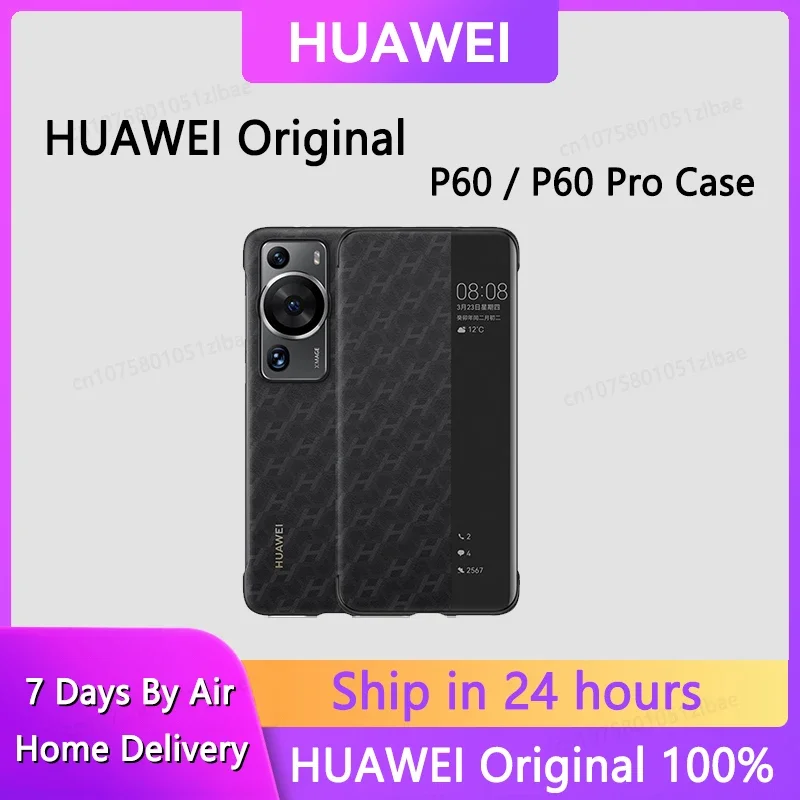 Original Huawei P60 Pro Flip Cover s logovým puzdrom pre Huawei P60 Kožené puzdro Smart View Flip Case Ochranná škrupina