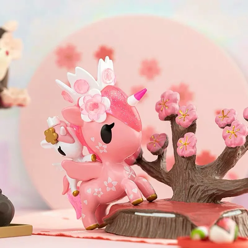 Original Kawaii anime Tokidoki UniCorn Cherry Blossom Series Figuríny slepá skrinka akčná figúrka hračky pre stolné počítače Model k narodeninám darček