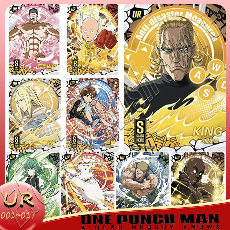 Original Kayou One Punch-Man Cards Ur Series 001-017 Anime Postavy Pamätné zberné karty Hračky pre deti