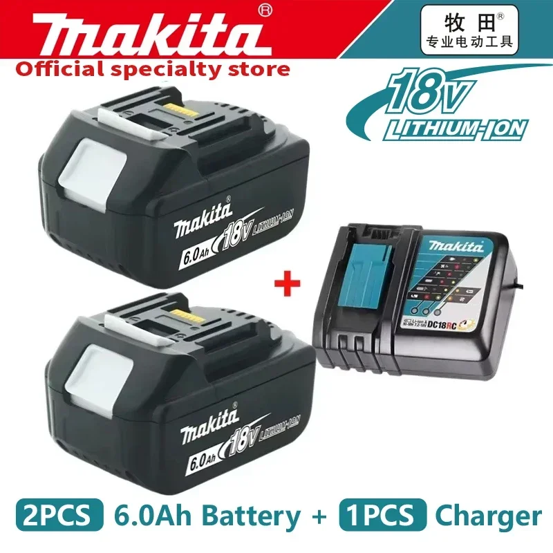 Original Makita 18V Nabíjateľný elektrický náradie batéria 18V Makita s LED li-iónovými náhradami LXT BL1860B BL1860 BL1850 Nabíjačka