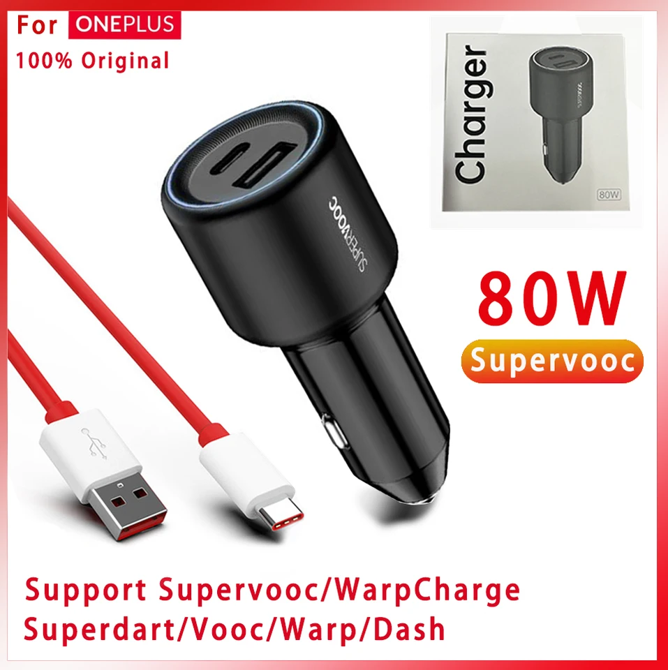 Original OnePlus 80W superooc nabíjačka automobilu Super rýchle nabíjanie 65 W Type C Auto Warp Charge 65 One Plus 11 10 Pro Nord 2T 5G 10T