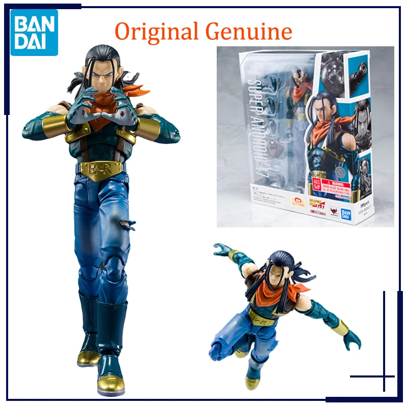 Original Original Bandai Anime Dragon Ball Super Android 17 SHF Model hračky akčné postavy Darčeky Zberateľné ozdoby Kid Boy Girl