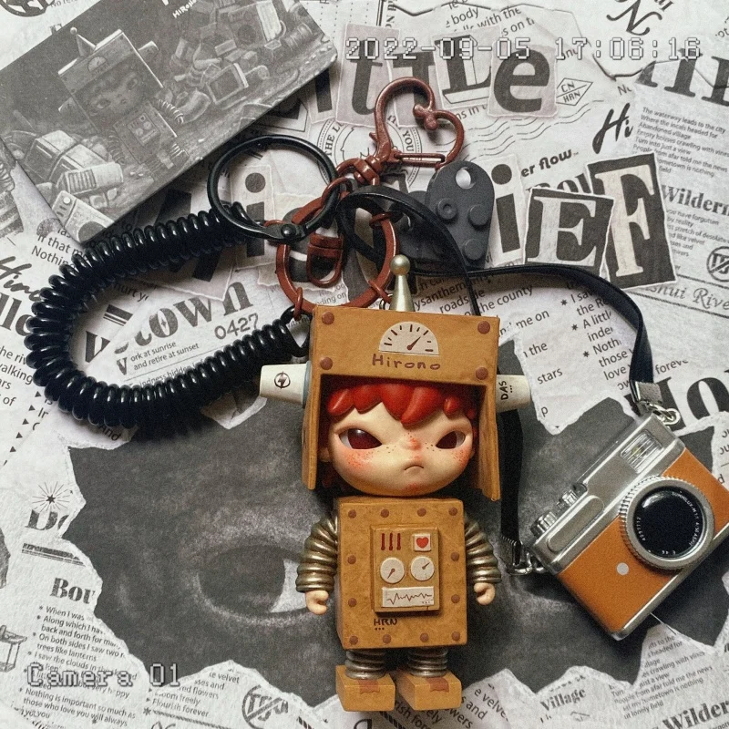 Original Popmart Hirono Ono's Little Bad Series figual Car Keychain Creative Bag Ornament Ornament PVC Model Girl Birthday Gifts
