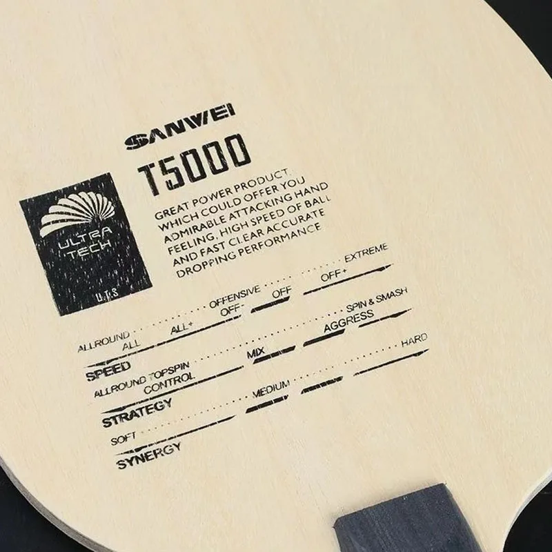 Original Sanwei T5000 TABLE TENNIS BLADE 5 DREVA 2 Uhlíkový vstup Intermediate Ping Pong Blade pre Loop Drive s rýchlym útokom