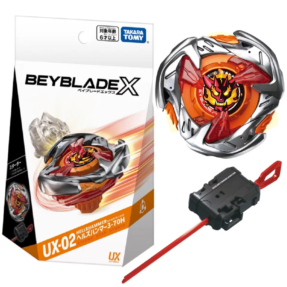 Original Takara Tomy Beyblade x ux 02 Štartér Hell's Hammer 3-70h