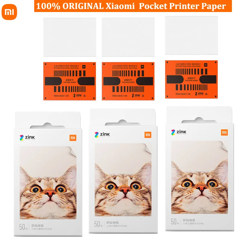 Original Xiaomi Zink Pocket Printer Paper Self-Peting Photo Print 50-400 listov pre Xiaomi 3-palcová mini vrecková fotografická tlačiareň