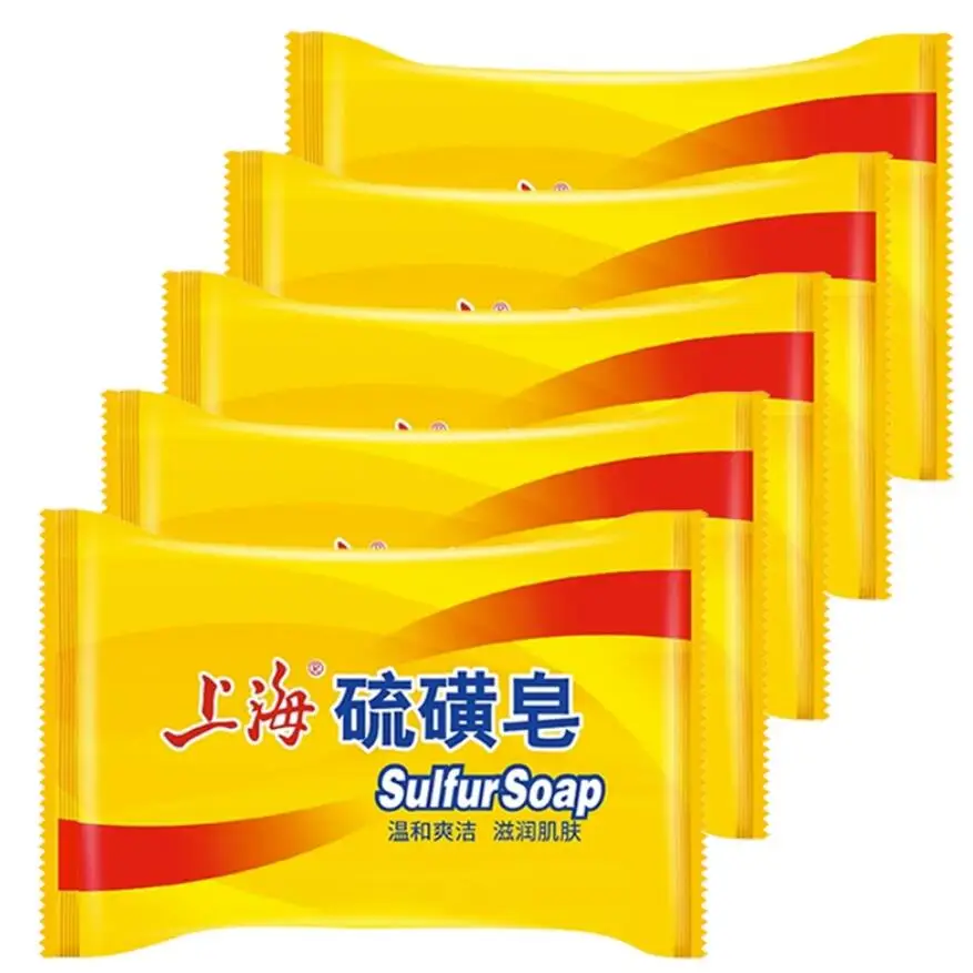 Originál 5 ksov Shanghai Sulfur mydlo tvár hlboko čistiacich mužov a žien kúpacie kúpeľné mydla mydlo pre mužov zabíjajú zárodky