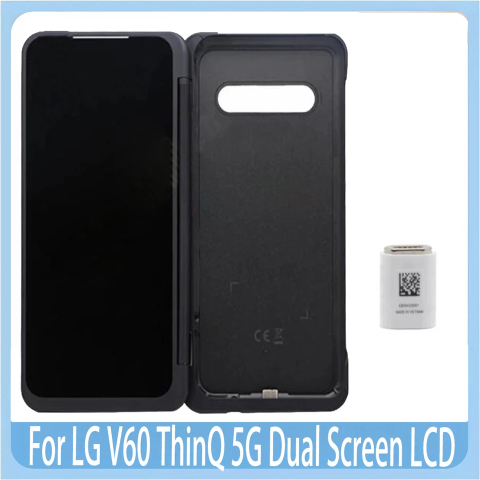 Originál pre LG V60 Thinq 5G LCD Dual Screent Screenree Screentare s magnetickým adaptérom rámca pre displej s dvojitou obrazovkou LG V60