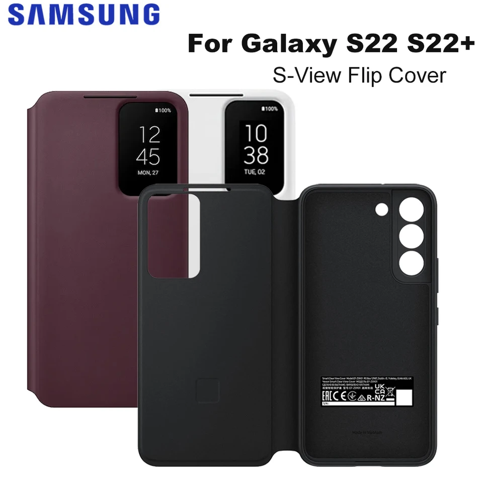 Originál pre Samsung Galaxy S22 S22+ S22Plus Clear View Smartphone Smartphone S-View Flip Phone Case Scoupproof EF-ZS901 EF-ZS906