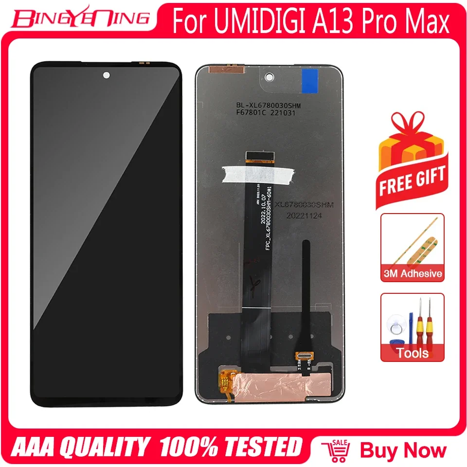 Originál pre Umidigi A13 A13S A13 Pro A13 Pro Max 5G LCD displej + Digitalizátor dotykovej obrazovky + Digitalizátor zostavy rámu s nástrojmi s nástrojmi