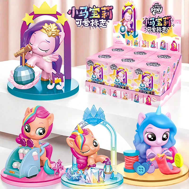 Originálna anime karikatúra New My Little Pony Cute Logo Series Series Blind Box Girl Hračky Periférne slepé skrinky ozdoby Dolls Dolls Darček