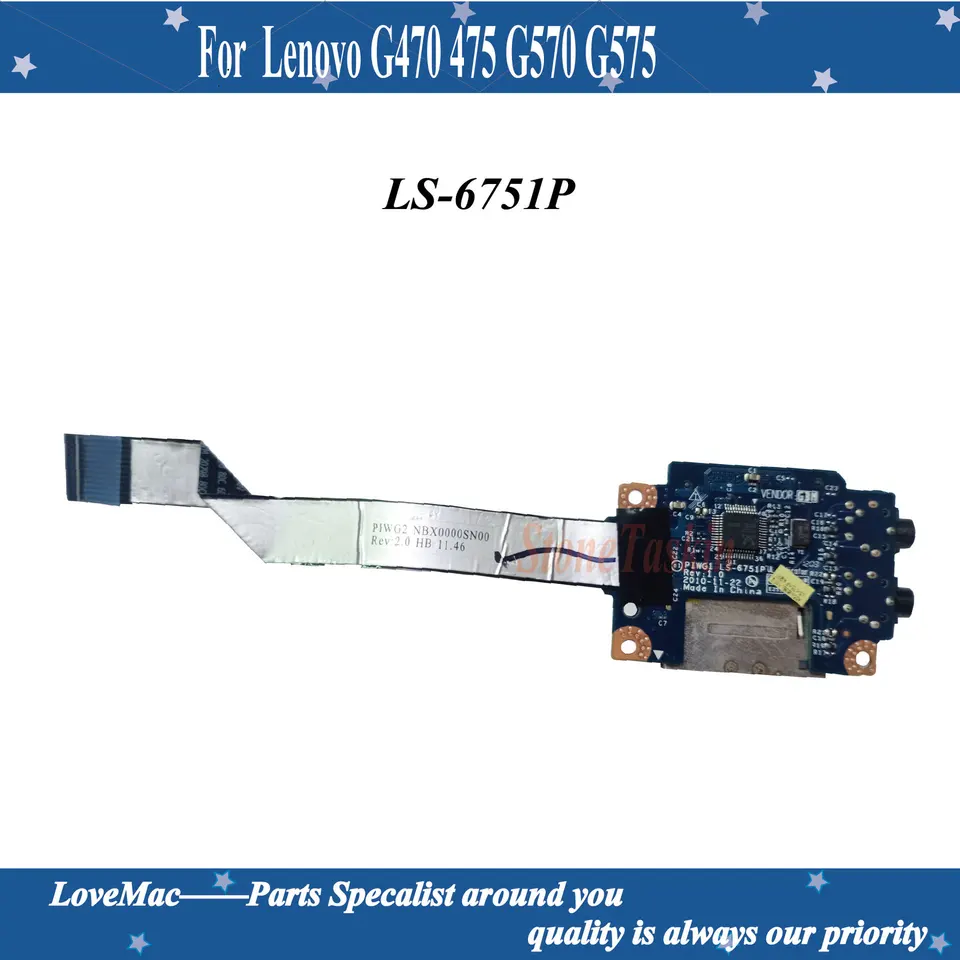 Originálna doprava zdarma pre Lenovo G470 475 G570 G575 SD karta Audio doska zvuková doska LS-6751P Kábel 11 cm testovaný