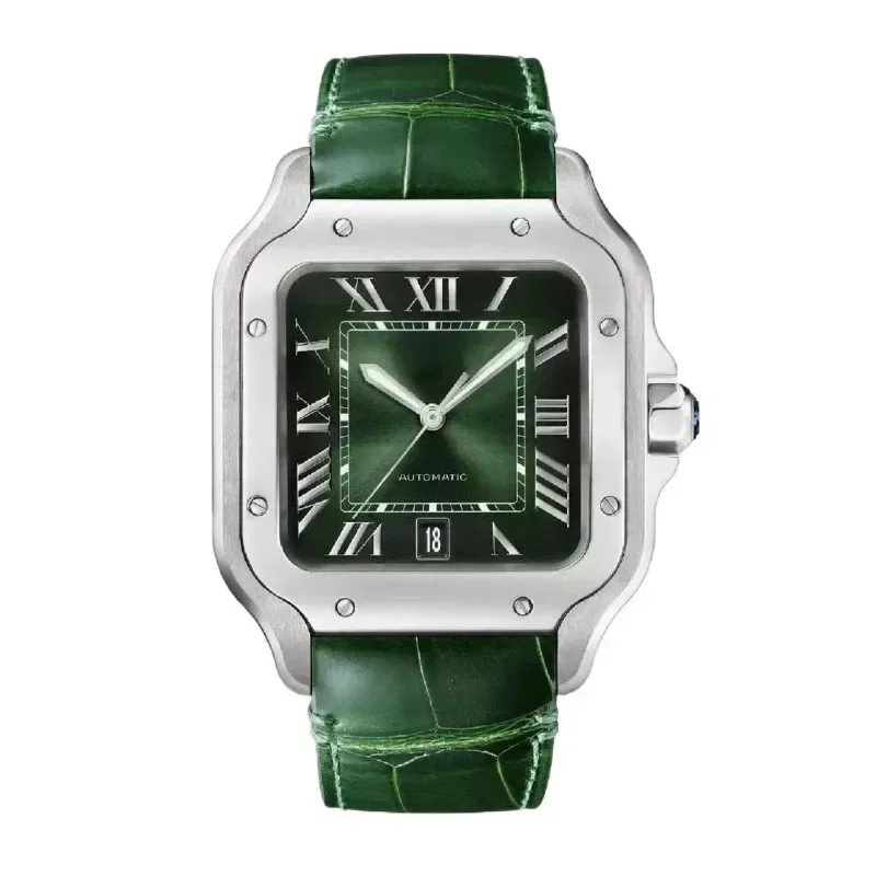 Originálna koža 42 mm Santos Series Pánsky luxusný, vynikajúci a vynikajúci hodinky