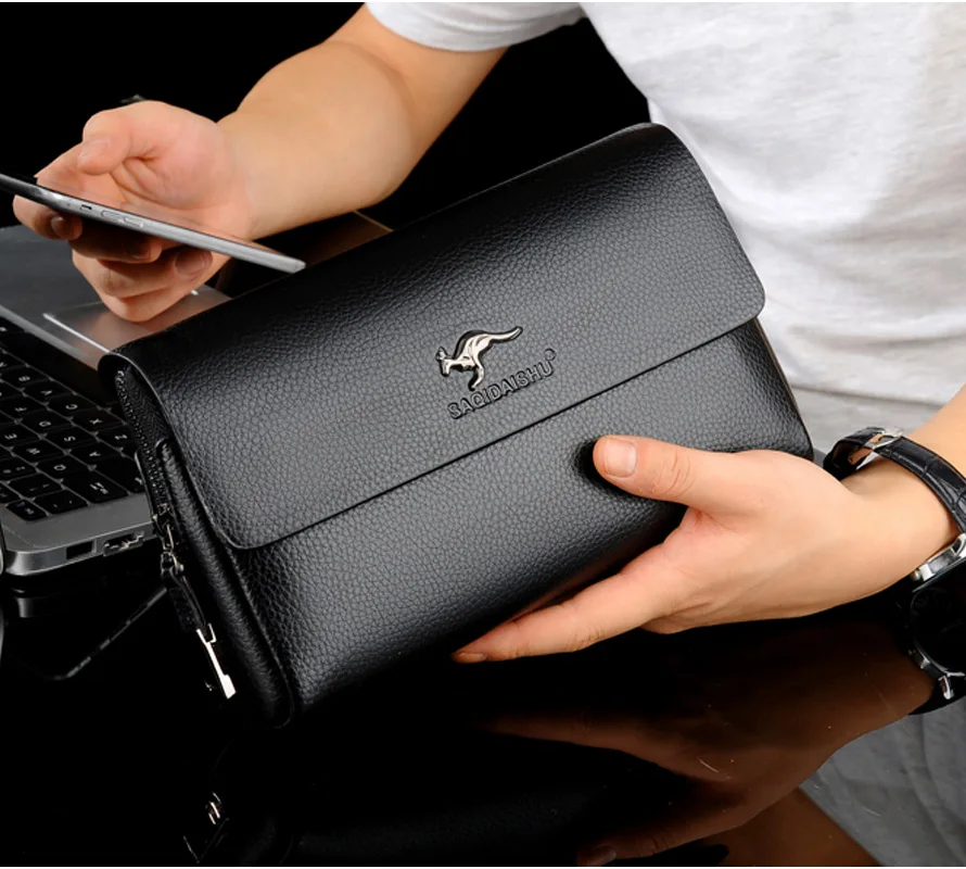 Originálna kožená pevná farba veľká kapacita Pánska kabelka dlhá peňaženka spojka vrecko Bolsos para hombre vac a hlavný Bolsa para hombre