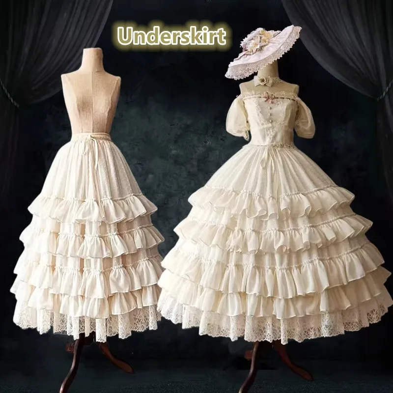 Originálna lolita nevesta princezná šaty slúžka Cosplay kostýmy veľké sukne spodná sukňa sladké roztomilé šifónové výkyvné rozširovanie sukne