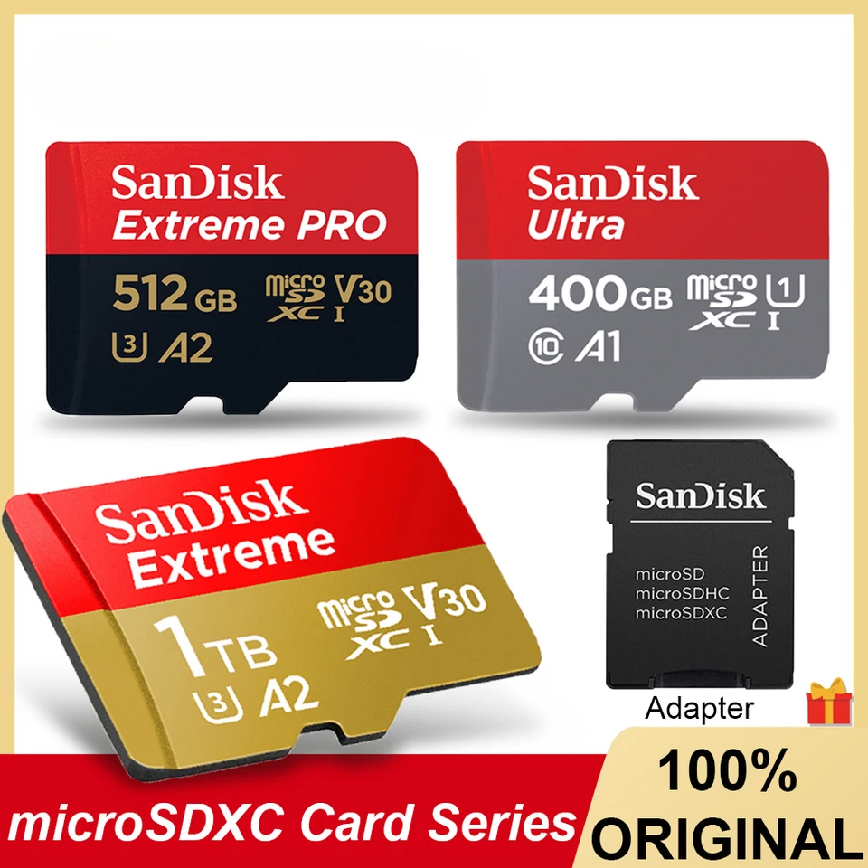 Originálna micro SD karta Trans Flash Microsdxc A2 UHS-I 4K Pamäťová karta 64G 128G 512G 1TB Ultra A1 U1 U3 C10 TF karta pre fotoaparát DJI