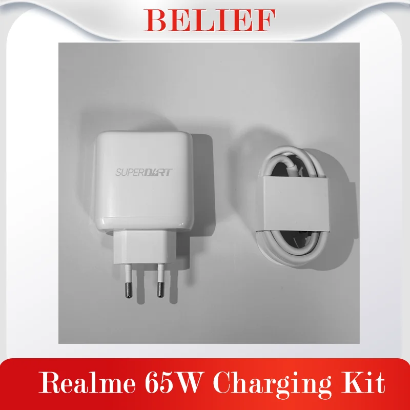 Originálna Realme 65W Charger Super Flash Charge pre GT NEO2 GT Neo2T GT2 Pro GT Master Explorer Edition 5V 2A 10V 6.5A (max)