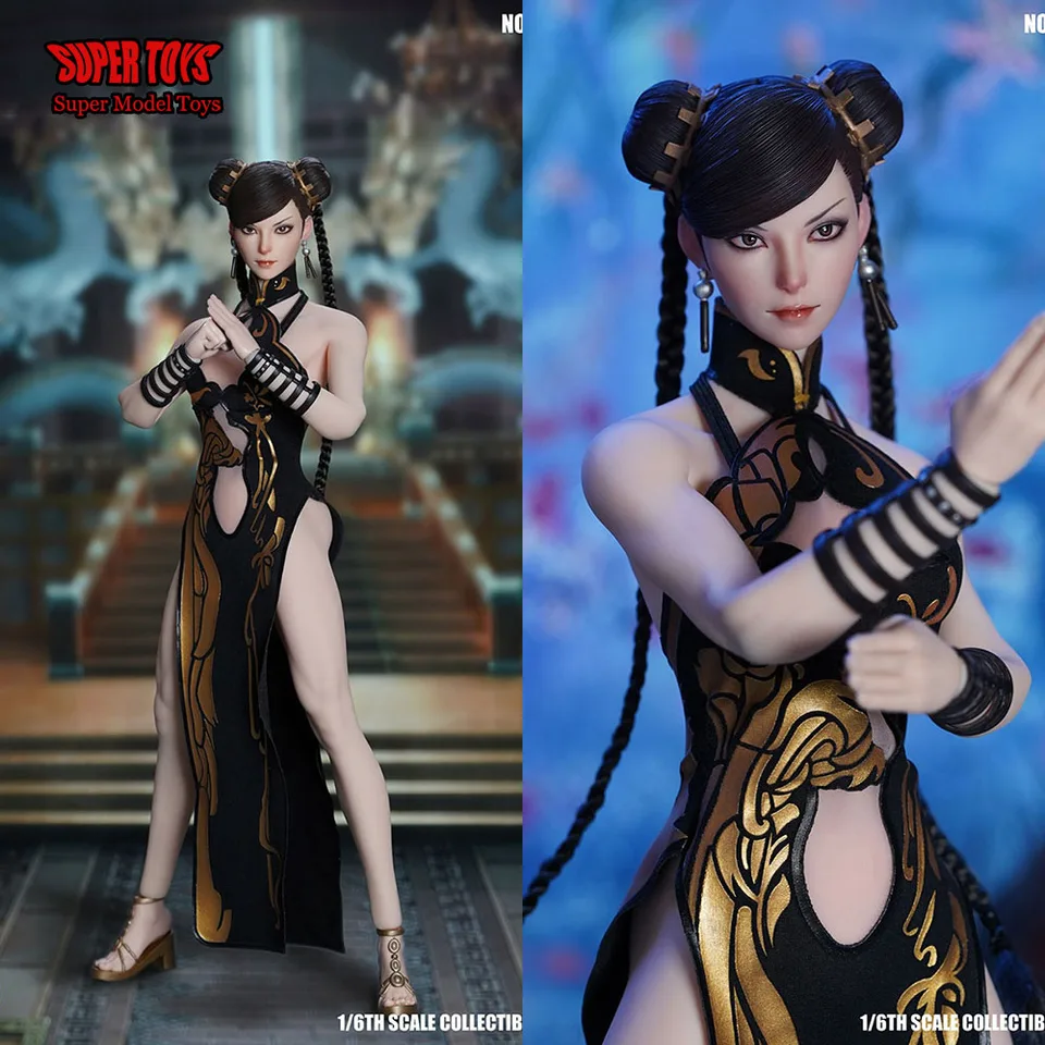 Originálna super kačica set074 1/6 sexy bojujúca bohyňa Chunli Head Head Sculpt Clothes Adsectory Set Model pre 12 '' S22A Akčná postava