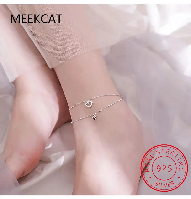 Originálne 925 Sterling Silver Fashion Dvojrstvové reťazové srdiečko pre ženy Svadobné narodeniny Prítomné jemné šperky DA2343