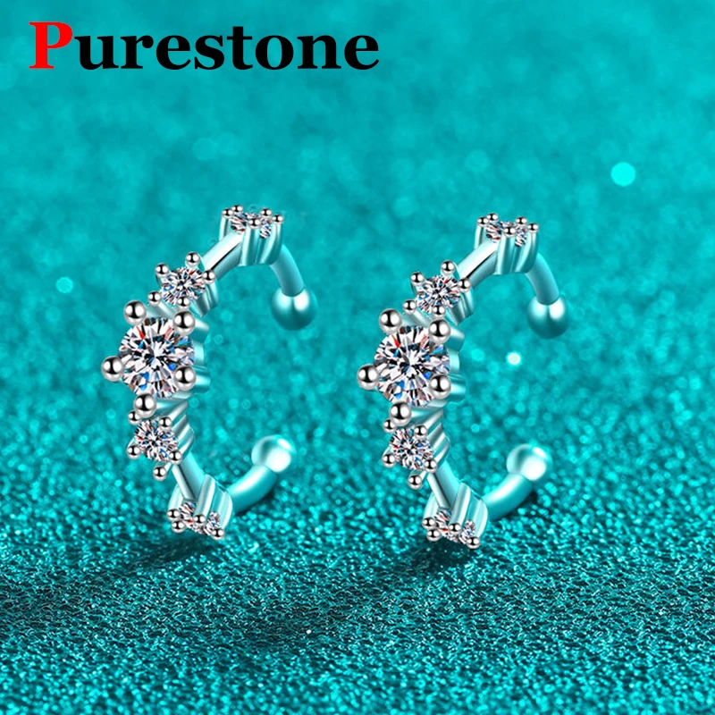 Originálne 925 Sterling Silver Jewelry Hoop Moissanit Diamond Dámsky moissanitový gombík náušnice biele zlato pre ženy