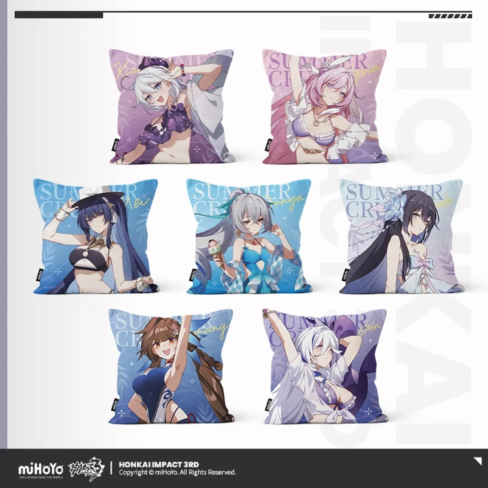 [Originálne] Hra Honkai Impact 3. letné plavky plyšový vankúš Elysia Seele Soft Cushion Anime Pillowcase Kiana Mei Kid vianočný darček