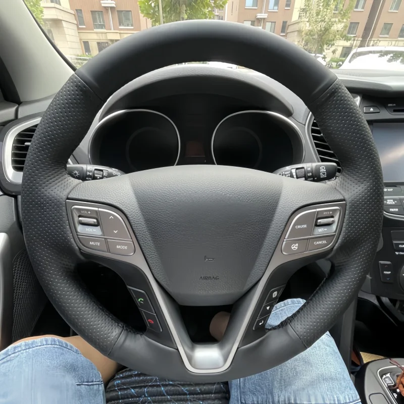 Originálne kožené auto na volant na volant pre Hyundai Santa Fe 2013 2014 2015 Hyundai IX45 Kryt rukoväte Interiérové ​​vozidlá