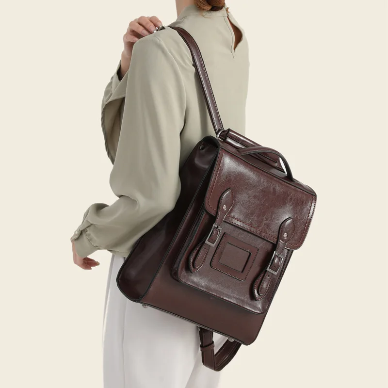 Originálne kožené dámske batoh vintage cowhide preppy štýl dievčenské tašky veľkú kapacitu dámske tašky na plece 2766