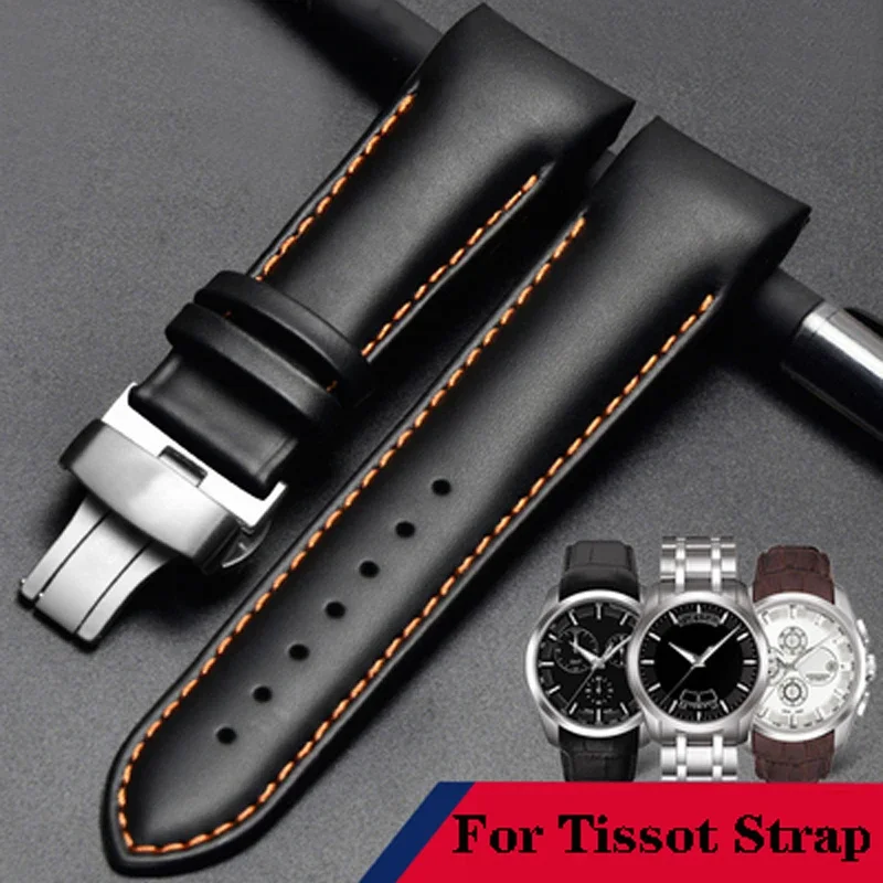 Originálne kožené hodinky pre Tissot Curved End Watch Belt 1853 Couturier T035627A T035407A T035439 T035617 Men Men Strap 22 23 24mm