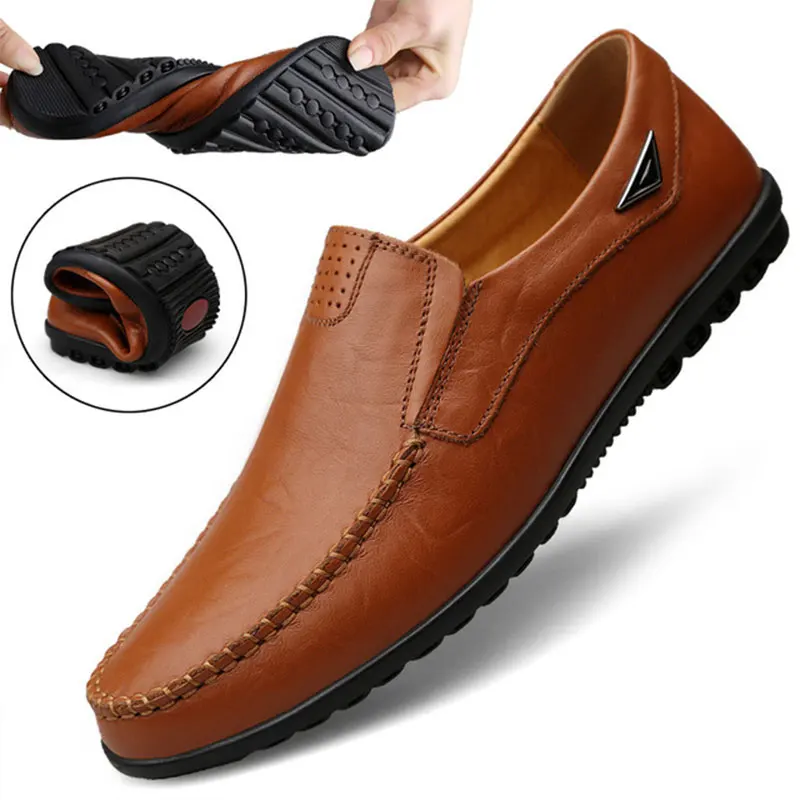 Originálne kožené muži Príležitostné topánky Luxusná značka 2023 Pánske dizajnérske mokasíny Moccasins skĺzol na čierne drivné topánky Zapatos Casuales